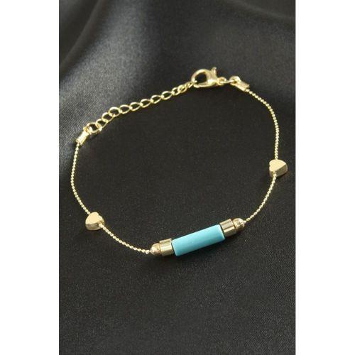 Kalp Turkuaz Taşlı Bileklik