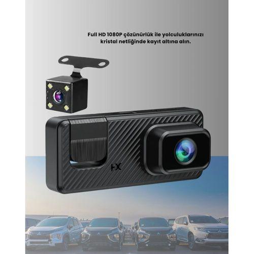 Araç İçi Güvenlik Kamerası | 3 Kanallı, 24 Saat Park Kaydı Destekli