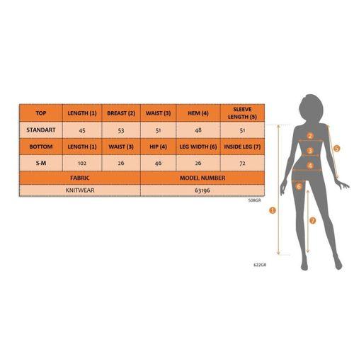 Kadın Uzun Kollu Bisiklet Yaka Kısa Trıko Bluz Ve Pantolon Ikili Takım
