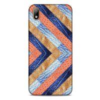 Huawei Y5 2019 Kılıf Patchwork (3) Kapak Lacivert Turuncu