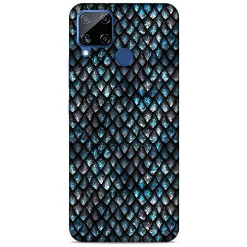 Oppo Realme C15 Kılıf Dragons (10) Full Koruma Kılıfı Ejderha Skin Mavi Beyaz