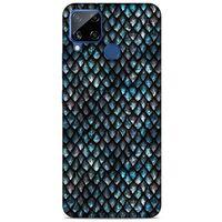 Oppo Realme C15 Kılıf Dragons (10) Full Koruma Kılıfı Ejderha Skin Mavi Beyaz