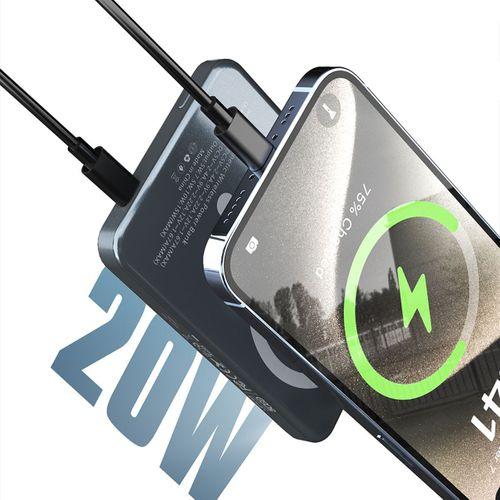 Lenyes PW0007D 20W Dijital LED Ekranlı Yüzük Standlı Wireless Powerbank 15W 5000mAh