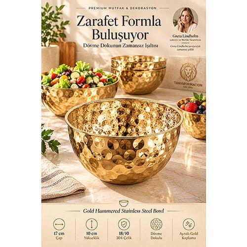 Gold Çelik Dövme Model Mutfak ve Dekorasyon Kasesi 17x10 cm 18/10 SUS 304 Paslanmaz Çelik 723760