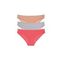 3 Adet Süper Eko Set Likralı Kadın Slip Külot Ten Gri Fuşya