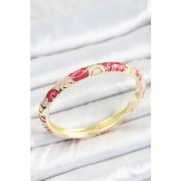 Mineli Pirinç Kırmızı Pembe Sarmal Desenli Gold Renk Kadın Kelepçe