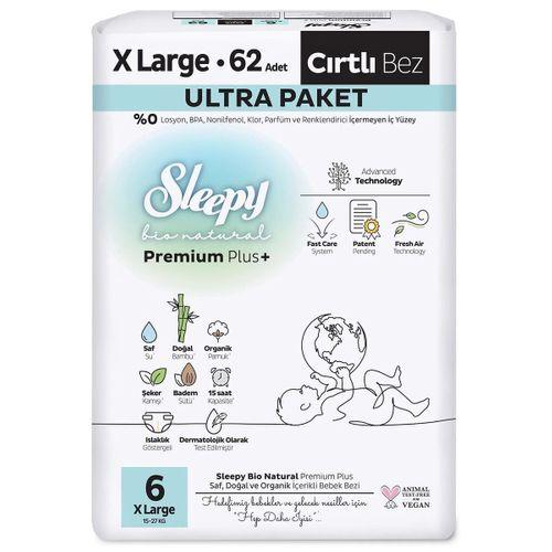 Sleepy Sleepy Bio Natural Bebek Bezi Ultra Paket 6 Beden 62 Adet