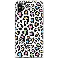 iPhone X Kılıf HD Baskılı Kılıf - Renkli Leopar + Tam Ekran Koruyucu