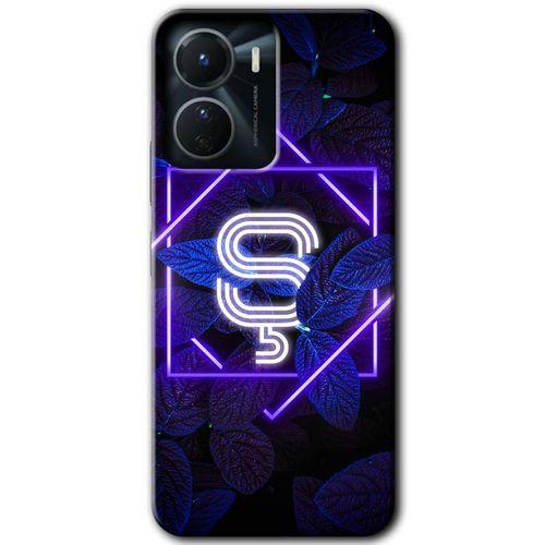 Vivo Y16 Kılıf HD Desen Baskılı Arka Kapak - Dark Neon Yaprak Ş Harfi