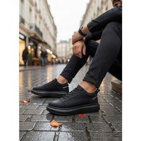 BA0548 BOA Kalın Yüksek Siyah Taban Siyah Bağcıklı Spor Erkek Ayakkabı