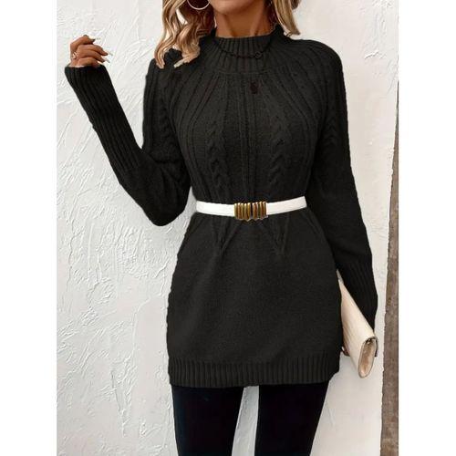 Kadın Uzun Kollu Yarı Balıkçı Yaka Triko Bluz