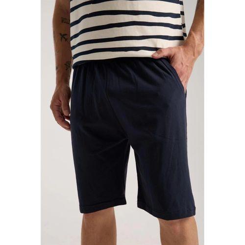 Erkek Krem Sıfır Yaka Kısa Kol Şortlu Pijama Takımı