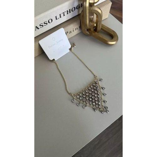 Taşlı Üçgen Kolye - Altın