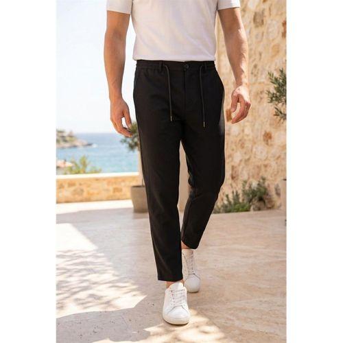 Partain Havuç Kesim Bezayağı Kumaş Boyfriend Kalıp Jogger Erkek Pantolon - Siyah