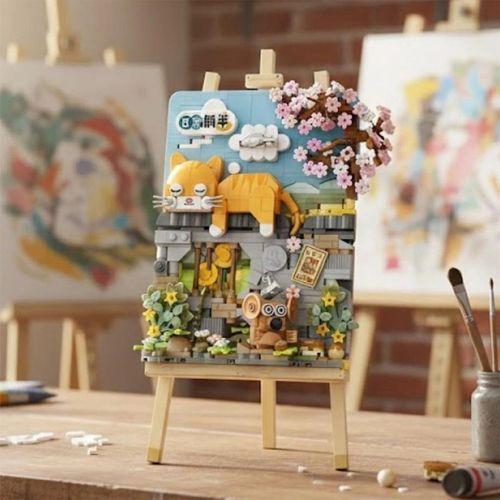 LZ1386 LOZ  YATAN KEDİ AHŞAP BOYAMA   BLOCK OYUNCAK 787 PARÇA