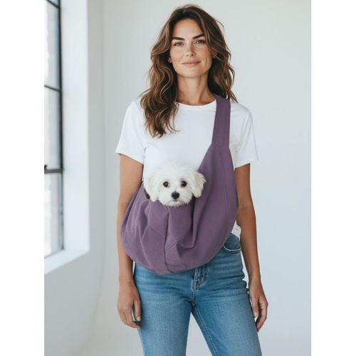 Pastel Eflatun Güderi Dokulu Köpek Taşıma Çantası – Emniyet Kemerli