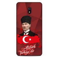 Xiaomi Redmi 8A Kılıf Atatürk (43) Thin Fit Kılıf Kırmızı Mozaik