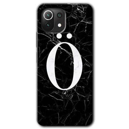 Xiaomi Mi 11 Lite HD Baskılı Kılıf + 9D Tam Ekran Koruyucu - Siyah Mermer Desenli Ö Harfi