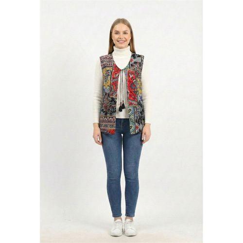 Kolsuz Tuğba Çift Taraflı Otantik Kısa Pazen Kışlık Yelek Siyah Syh