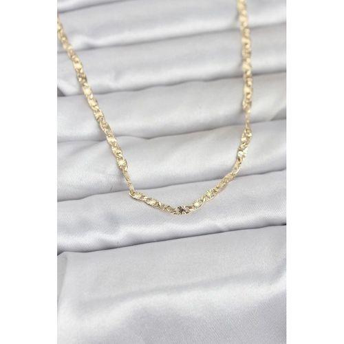 CM 14K Gold Renk Lazer Zincirli Model 60 cm Kadın Kolye