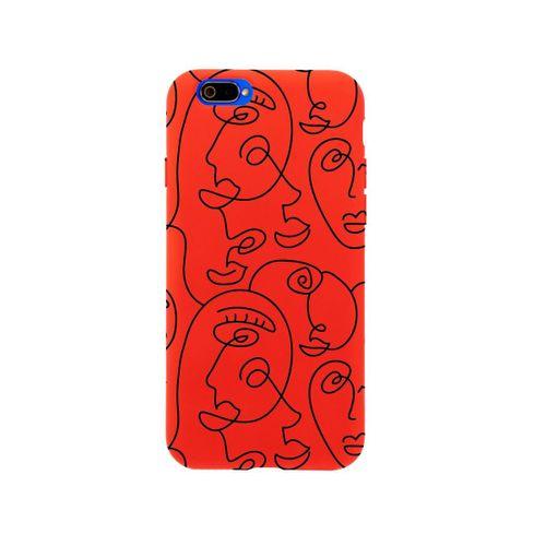 Oppo Realme C2 Face Art Premium Silikonlu Kırmızı Telefon Kılıfı
