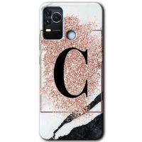 Omix X400 Kılıf HD Desen Baskılı Arka Kapak - Pembe Mermer Desenli C Harfi