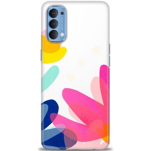 Oppo Reno 4 Kılıf HD Baskılı Kılıf - Çiçekk + Tam Ekran Koruyucu