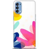 Oppo Reno 4 Kılıf HD Baskılı Kılıf - Çiçekk + Tam Ekran Koruyucu