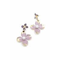 Metal Çiçek Küpe - Pembe