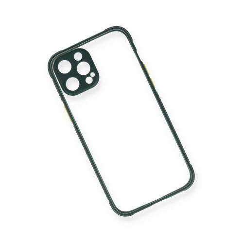 Newface iPhone 12 Pro Max Kılıf Miami Şeffaf Silikon  - Koyu Yeşil