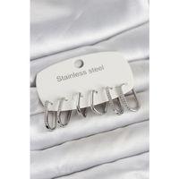 316L Çelik Gümüş Renk 6'lı Set Geometrik Model Kadın Küpe