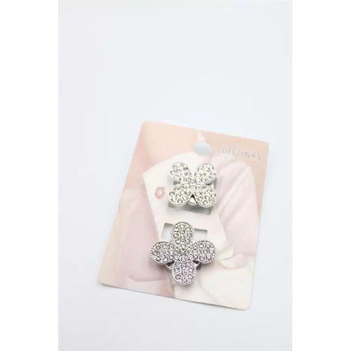 Taşlı Düğme Broş - Gümüş