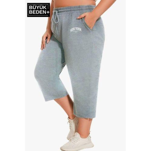 Kadın Büyük Beden New York Baskılı Standart &Regular Kalıp Şort SPR25BSRK087