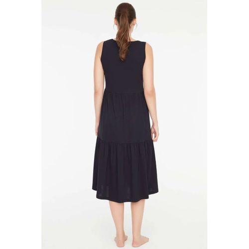 - Kadın Lacivert Sıfır Kol Elbise