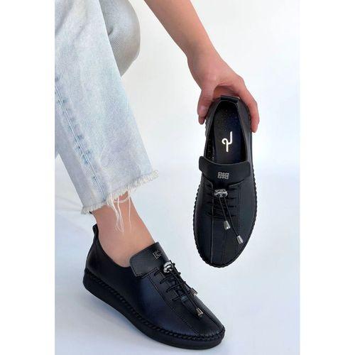 Warte Siyah Deri Bağcıklı Spor Ayakkabı