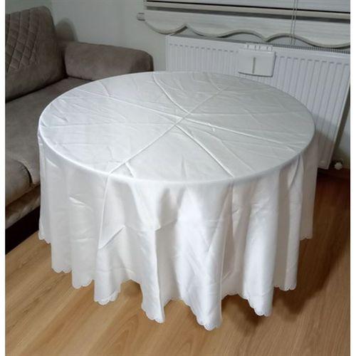 El İşi Saten Masa Örtüsü,Sehpa Örtüsü Beyaz Renkli 150Cm