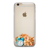 Apple iPhone 6 6s Kılıf Masa Saati Kedi Arka Kapak Koruma Desenli Full Koruyucu