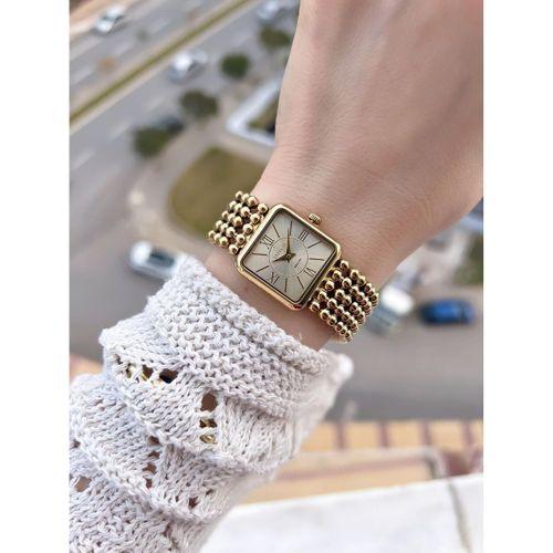 Essence Vintage Seri Küçük Köşeli Kasa Çelik Kararma Renk Atma Yapmaz Kadın Kol Saat+Bileklik 6959.4