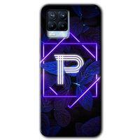 Realme 8 Pro Kılıf Baskılı Kapak - Dark Neon Yaprak P Harfi + 5D Tam Kaplayan Cam