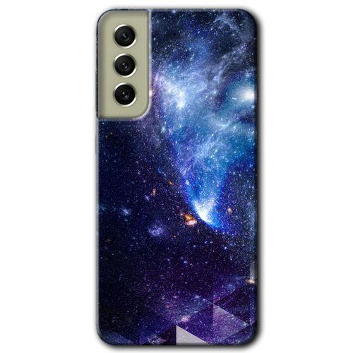 Samsung Galaxy S21 FE Kılıf Baskılı Kapak - Galaksi + 5D Tam Kaplayan Cam