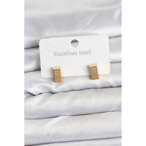 316L Çelik Gold Renk Külçe Altın Model Kadın Küpe