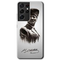 Galaxy S21 Ultra Kılıf HD Desen Baskılı Arka Kapak - Mustafa Kemal Atatürk + Kırılmaz Cam