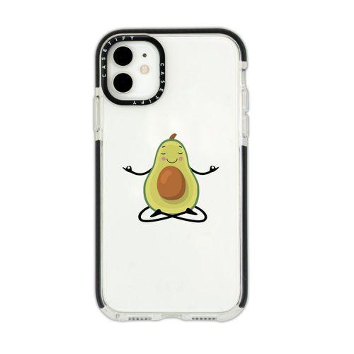 iPhone 12 Casetify Yogacı Avokado Desenli Anti Shock Premium Silikonlu Siyah Kenar Detaylı Telefon K
