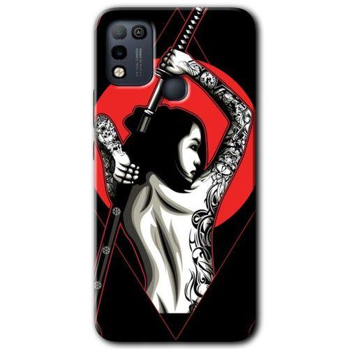 İnfinix Hot 10 Play Kılıf HD Desen Baskılı Arka Kapak - Samurai Girl
