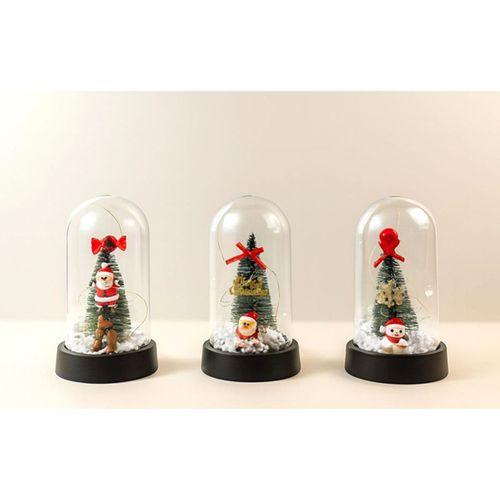 Yılbaşı Temalı Işıklı  Dekoratif Cam Fanus