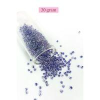 Dökme Cam Kum Boncuk (8/0) 3 mm - 20 Gram - Şeffaf Mor Beyaz - BNC181