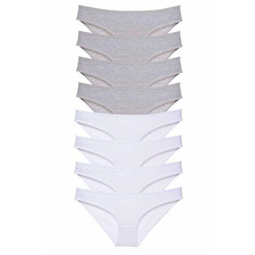 8 adet Süper Eko Set Likralı Kadın Slip Külot Gri Beyaz