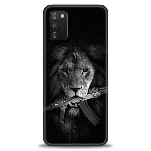 Samsung Galaxy A03S Kılıf HD Baskılı Kılıf - Tüfek ve Aslan + Tam Ekran Koruyucu