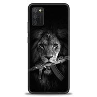 Samsung Galaxy A03S Kılıf HD Baskılı Kılıf - Tüfek ve Aslan + Tam Ekran Koruyucu
