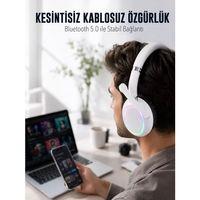 Rgb Işıklı Mikrofonlu Bluetooth Kulaklık Beyaz Over-ear Tasarım Type-c Şarjlı